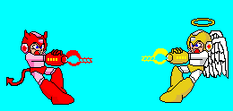 Devil Mega Man duking it out with Angel Mega Man