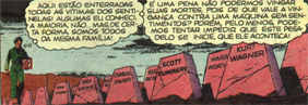 Kitty adulta e túmulos de alguns herois: Xavier, Kurt, Ciclope, Anjo, Coisa, etc