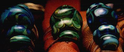 close up of key chain beads