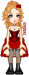 a dark can-can girl in red