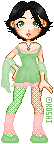 miki, in green and pink. looks kawaii! cute flippy hair!