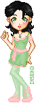 suzu, in green and pink. too kawaii! and no, she does NOT have a mullet.