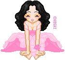 a pink chii with black hair