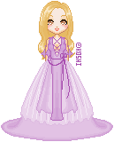 a blonde-haired girl with a purple gown