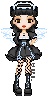 a little lolita all in black.  she looks so visual kei to me!