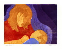 One of my Woodcuts: Mother and Son