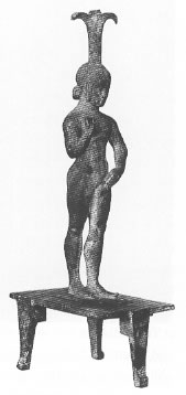 Bronze cast incense burner in the form of a girl. Page 256. Sybille Haynes Etruscan Civilization 2000