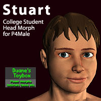 'Stuart' College age student head morph