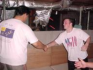 Blake and Bentley shake hands before the match