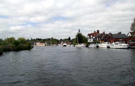 Swan Hotel and Horning staithe from the River. 2005