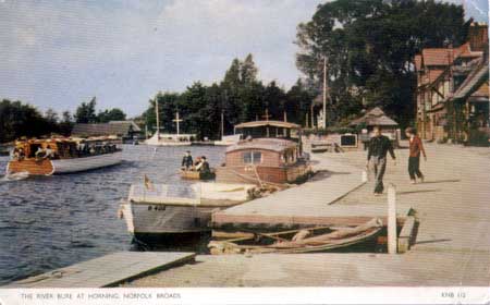 The River Bure at Horning, Norfolk Broads. c1960.