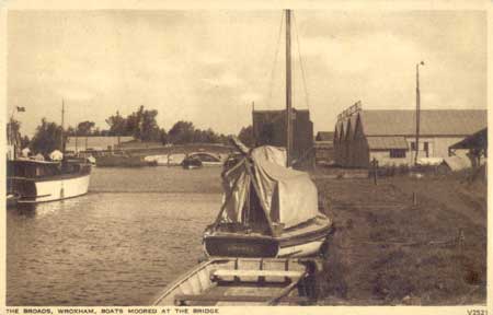 Boats near Wroxham Bridge c1950