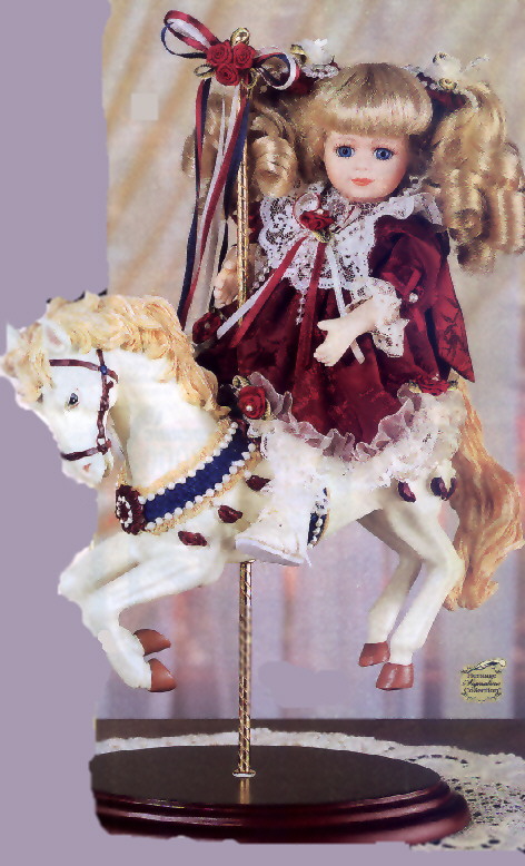 porcelain doll on carousel horse