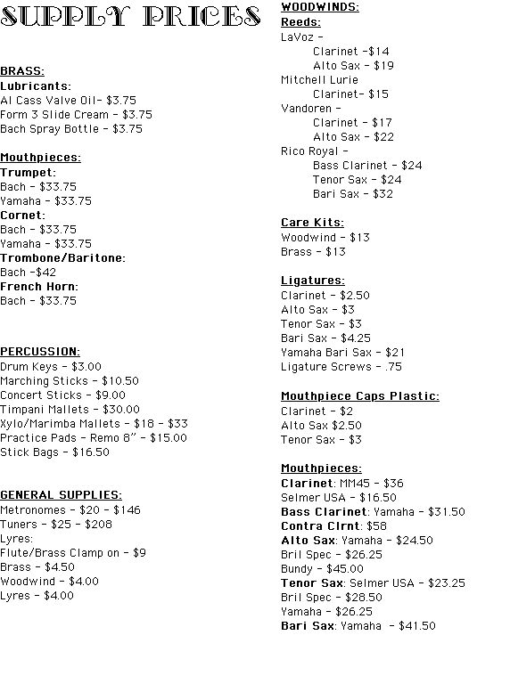 Supply Prices
