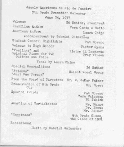 Order of ceremony for 8th grade graduation