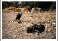Pullitzer Prize winning photo taken by Kevnin Carter in 1994 during the Sudan famine: