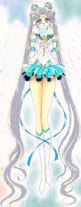 with ribbons wrapped around her legs