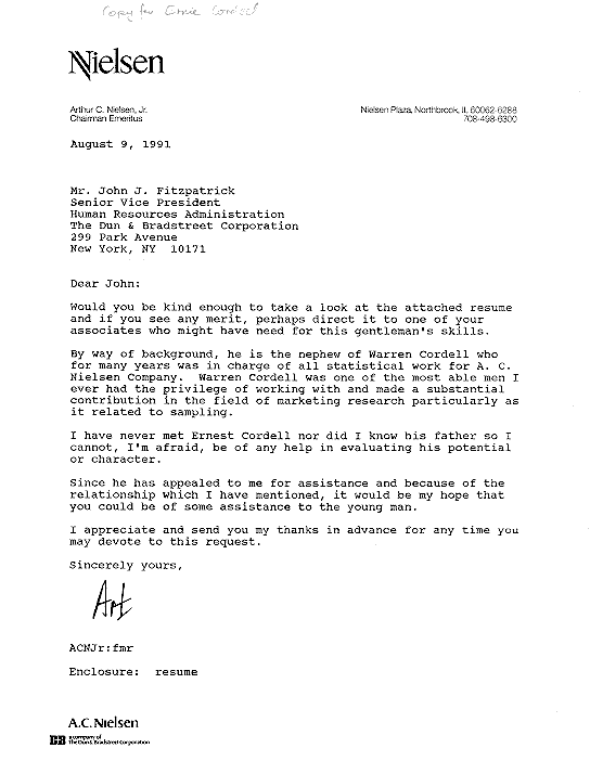 Letter from Nielsen