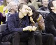 Edward Norton and Salma Hayek at the Lakers-San Antonio Spurs game Los Angeles December 1, 2000