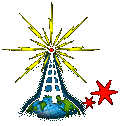 Radio tower with radio waves shooting out.