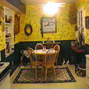 The kitchen after we sponged the walls