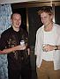 Charlie and Tom enjoy civil conversation over a nice beer