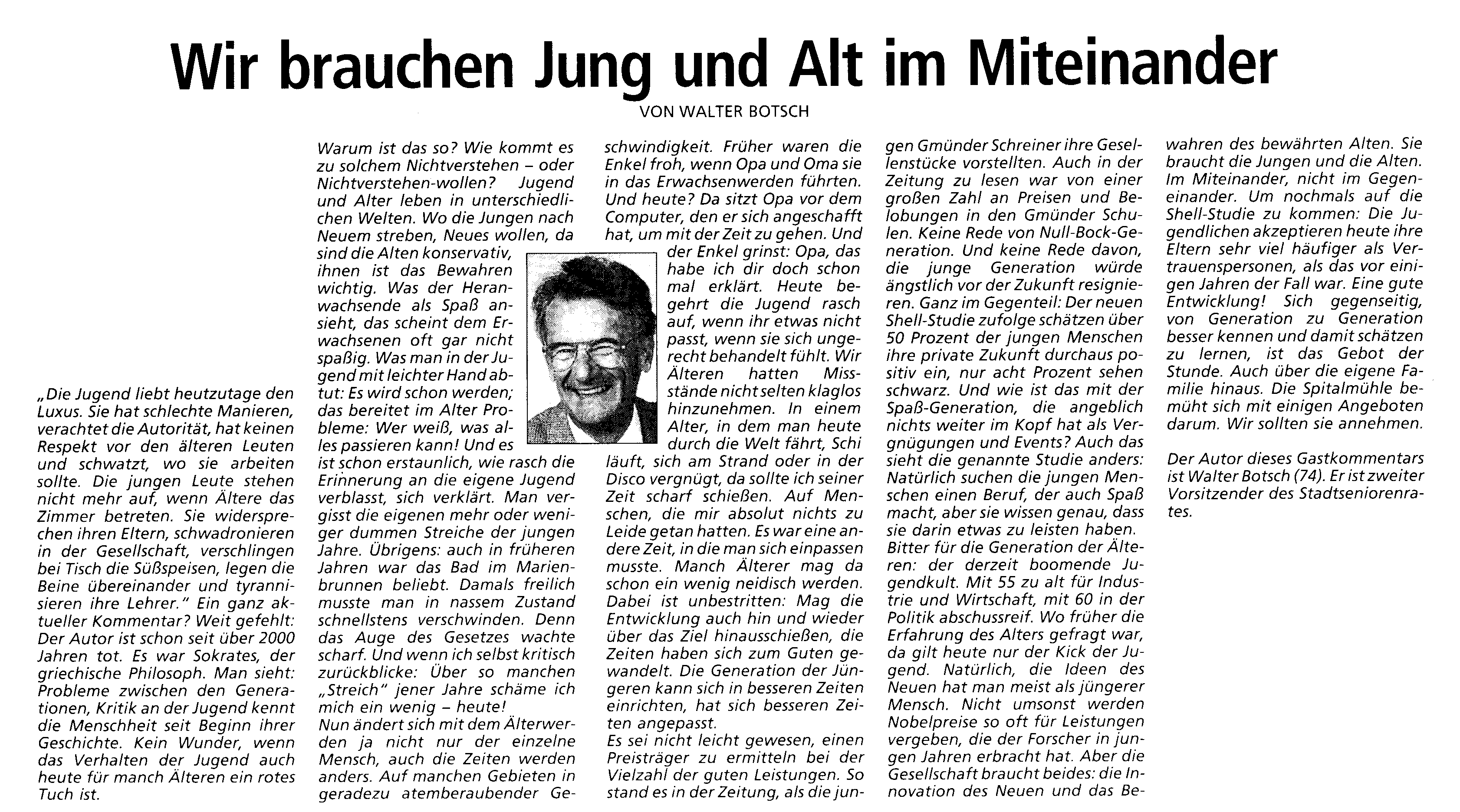 W. Botsch in Gm&uuml;nder Tagespost vom 16.08.01