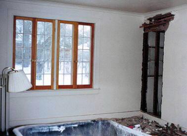 Dining area construction debris.