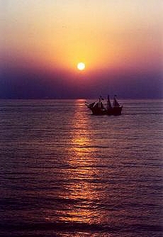 The next night, a pirate ship...