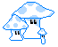 A couple of blue mushrooms