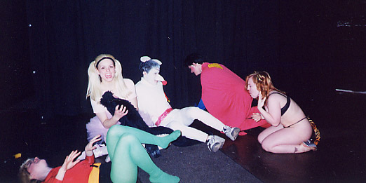 They're, ah, playing Twister.  Yeah.