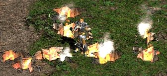 Gaping chasms open to burn all around