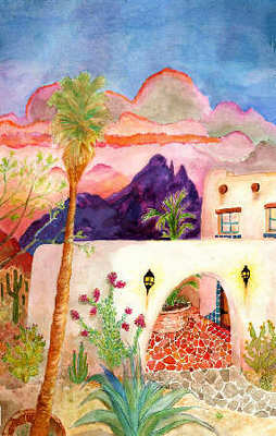 southwestern art, watercolor painting
