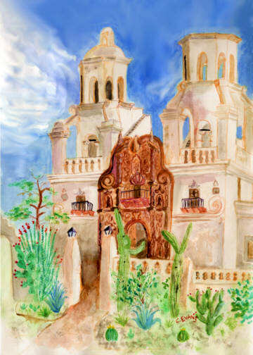 southwestern art, watercolor painting