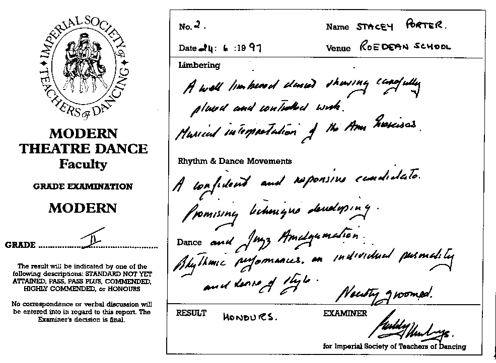 Imperial Modern Examination Certificate