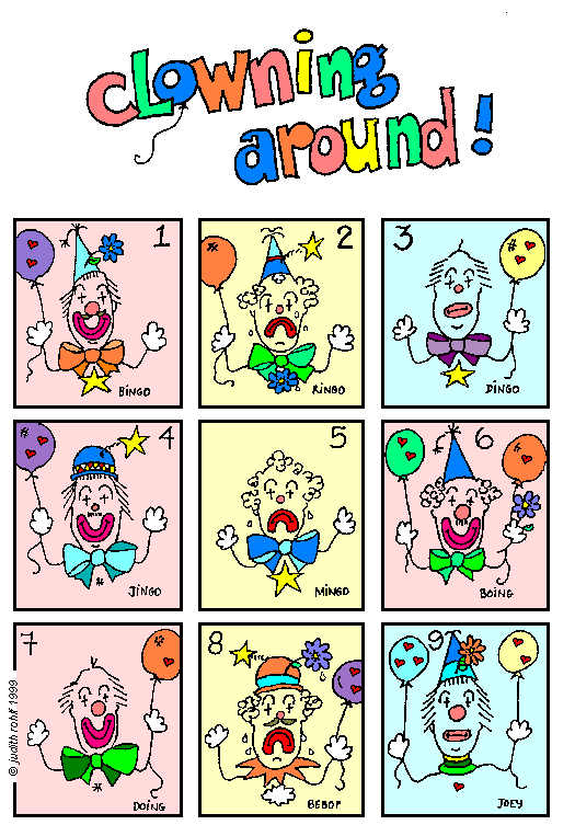gameboard: clowns 1-9