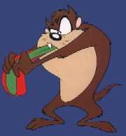 Taz chewing hat cartoon.