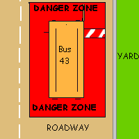 Image of the 10 feet around the bus called the Danger Zone