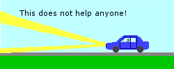 headlight aimed too high!