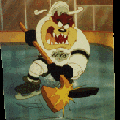Taz playing hockey