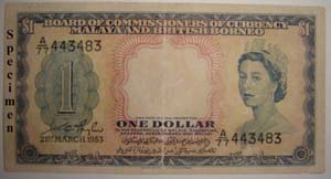 Malayan and British Borneo 1 Dollar 1953 