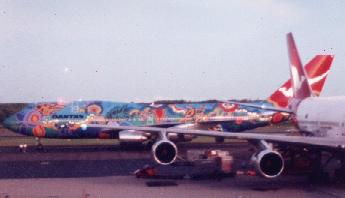 colourful Qantas plane