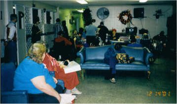 Residents opening their gifts