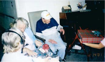 Residents opening their gifts