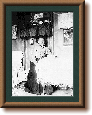 Anna Lampmann, inside homestead shack