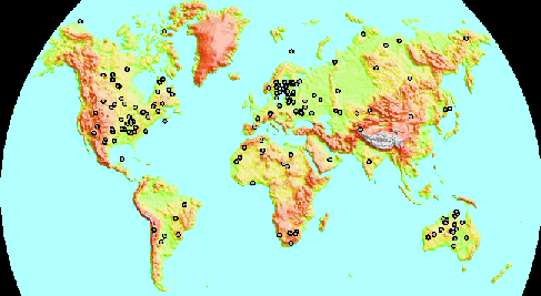 Map of Large Craters on Earth
