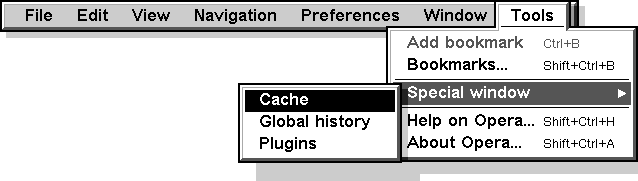 Screenshot of tools menu menu