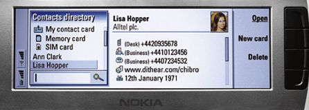 Contacts application screenshot