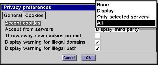 Screenshot of privacy settings