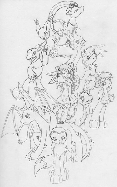 Love the poses, Cheekomon looks sooooo cool! Done by Lila! Thankies!